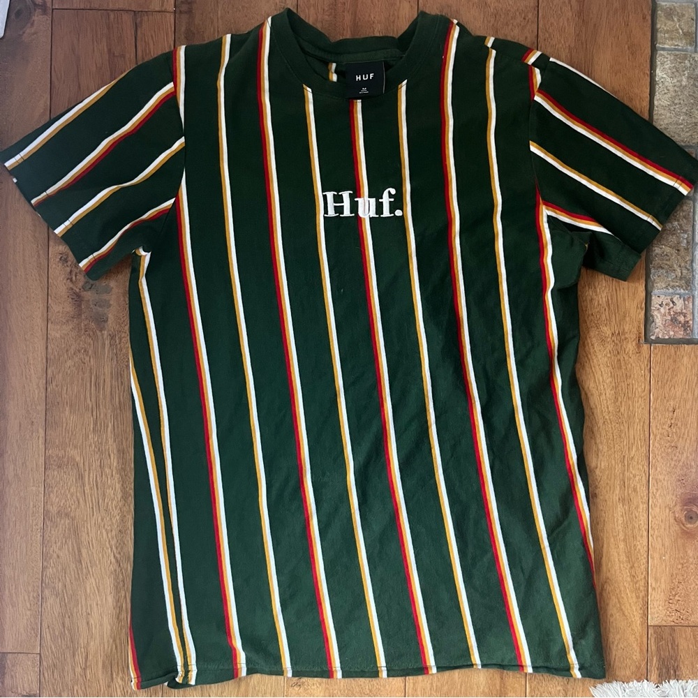 Huf. Green Double Pin Stripe T-Shirt - Size M